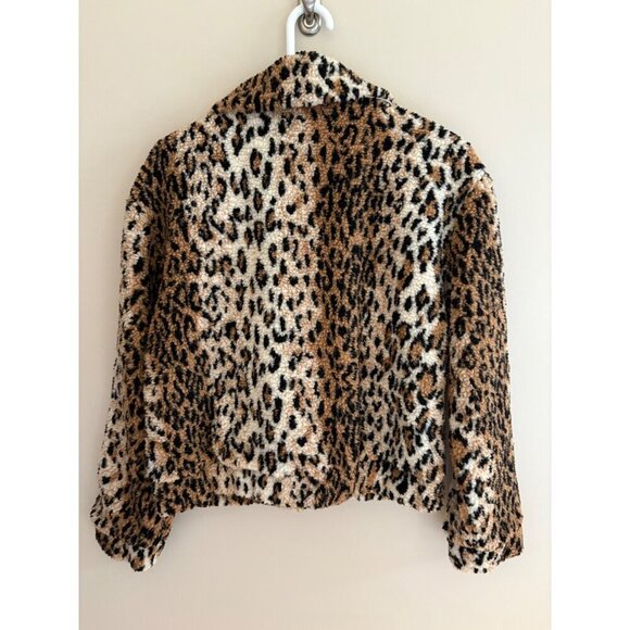 4Sienna Cheetah Prowl Jacket Faux Fur Zip Front Sherpa Size Small NWOT - Picture 7 of 14